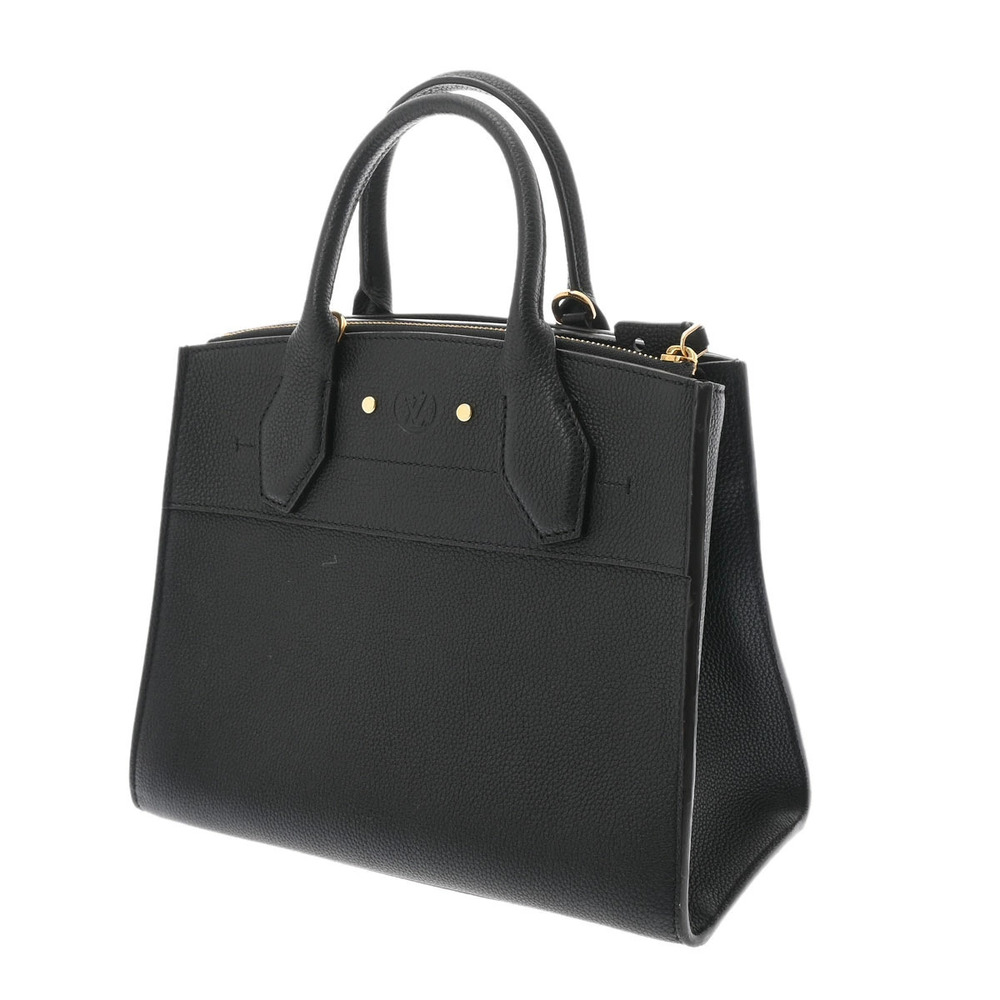 Louis Vuitton City Black Handbag Leather Steamer Taurillon